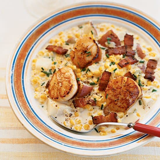 Corn Chowder with Bacon and Sea Scallops