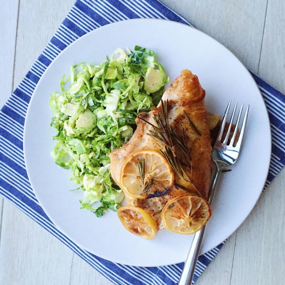 Lemony Chicken with Brussels Sprouts Slaw