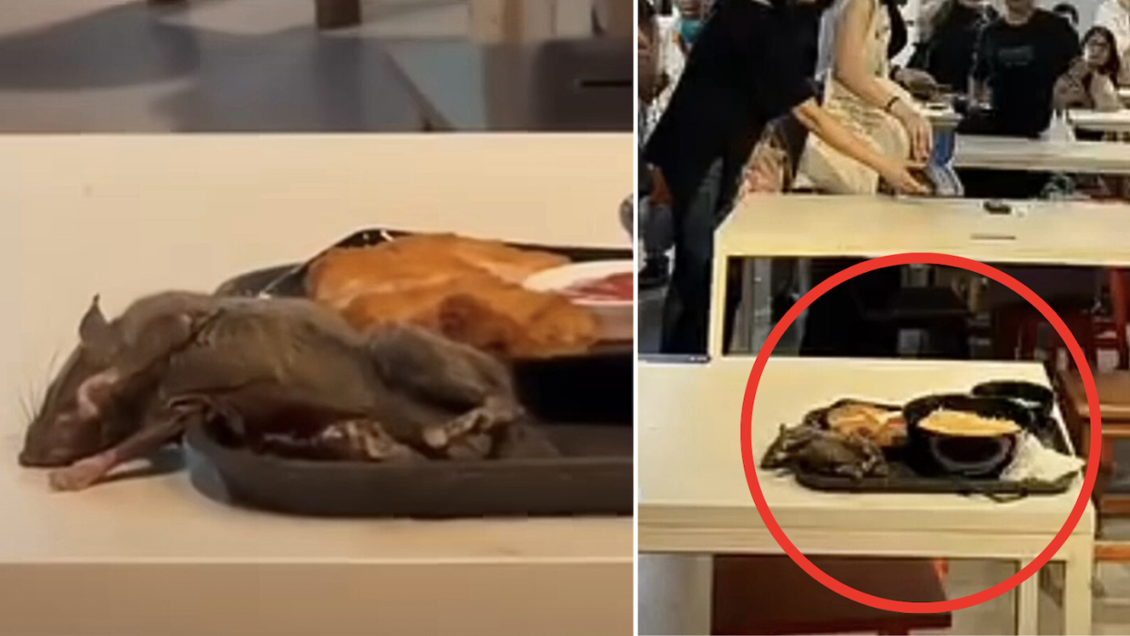 Screenshot of rat on food tray at Tangs Market circulating on social media last year. 