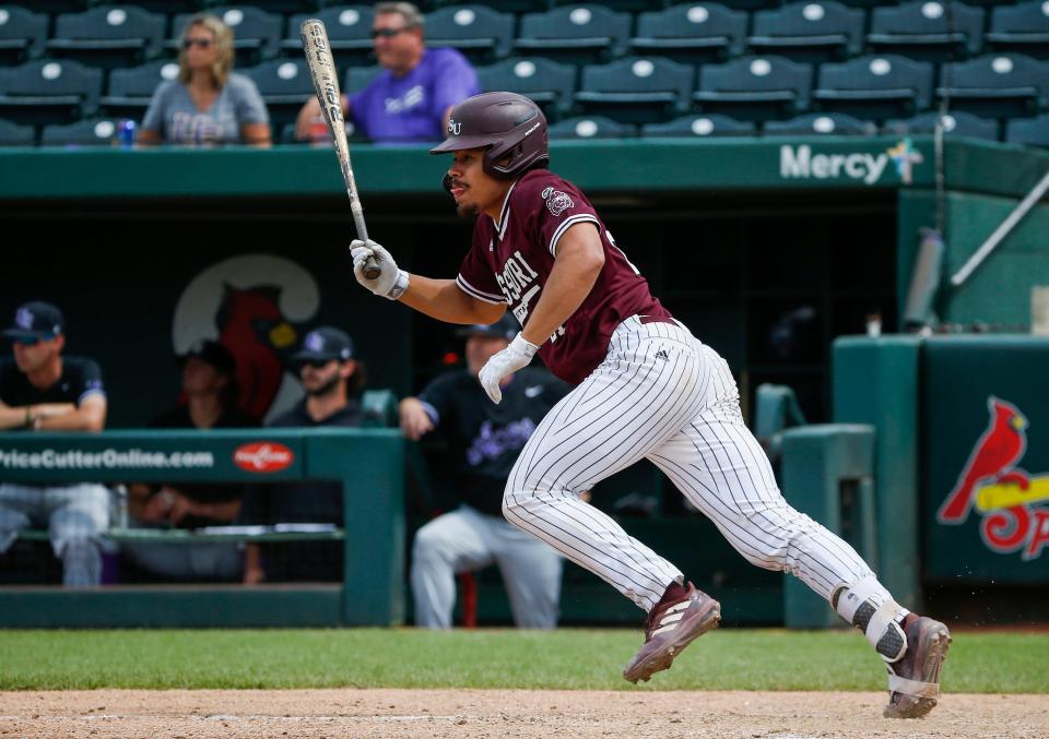 Drake Baldwin, of Missouri State, during the Bears 7-6 win over Evansville at Hammons Field on Saturday, May 28, 2022.