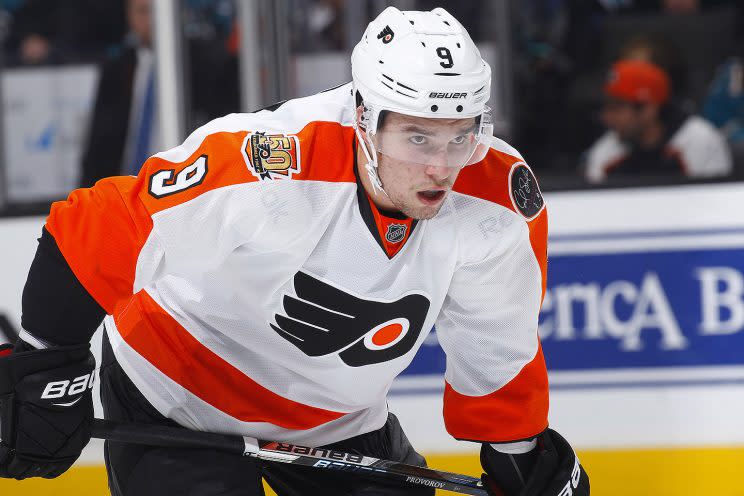 SAN JOSE, CA - DECEMBER 30: Ivan Provorov #9 of the Philadelphia Flyers looks on during the game against the San Jose Sharks at SAP Center on December 30, 2016 in San Jose, California. (Photo by Rocky W. Widner/NHL/Getty Images)