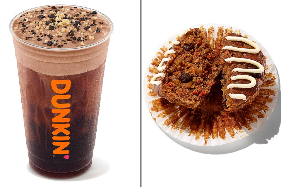 Dunkin: Caramel Chocolate Cold Brew & Carrot Cake Muffin