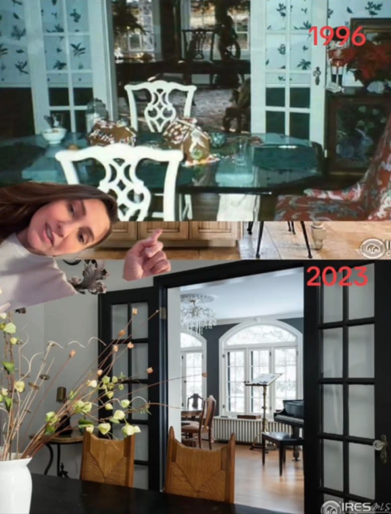 Before and after images of the doors that open to the dining area. TikTok/zillowtastrophes