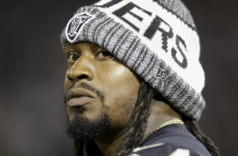 When last we saw Marshawn Lynch in the NFL, the results weren’t great. He landed in a terrific situation in Oakland, however. (AP Photo/Ben Margot)