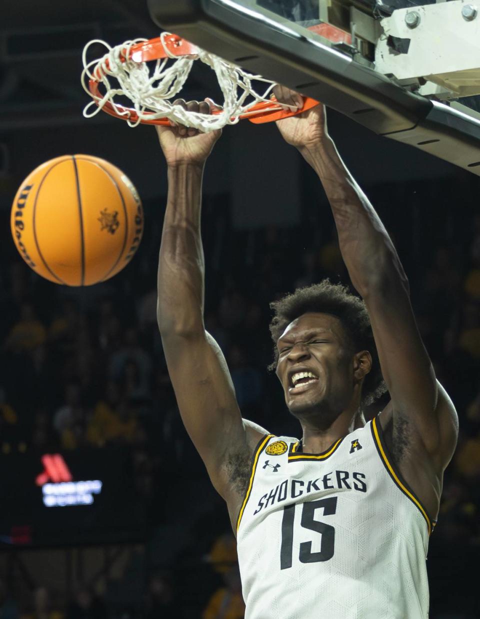 Wichita State’s Quincy Ballard dunks the ball in the second half against UTSA on Wednesday night.