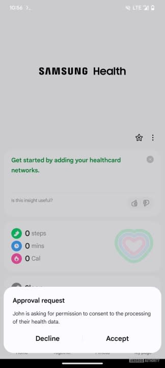 Samsung family health data screenshot