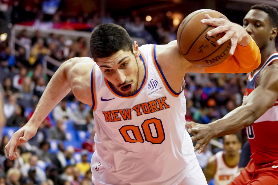 New York Knicks center Enes Kanter has his eyes set on the WWE in retirement. (AP Photo/Andrew Harnik)