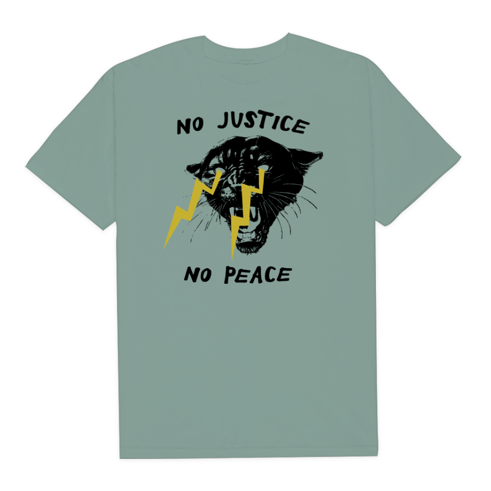 Get the <a href="https://philadelphia-printworks.myshopify.com/collections/products/products/no-justice-no-peace-5" target="_blank" rel="noopener noreferrer">﻿"No Justice, No Peace" T-shirt from Philadelphia Printworks for $25</a>