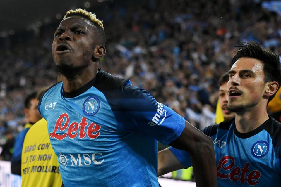 Moment of glory: Victor Osimhen’s goal sealed Napoli’s first Serie A title for 33 years (Getty Images)