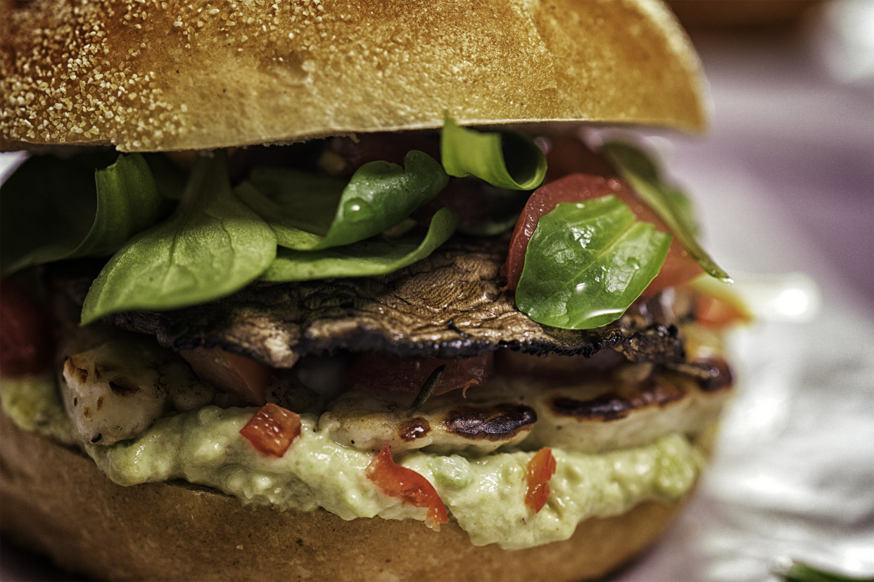 portobello burger close-up