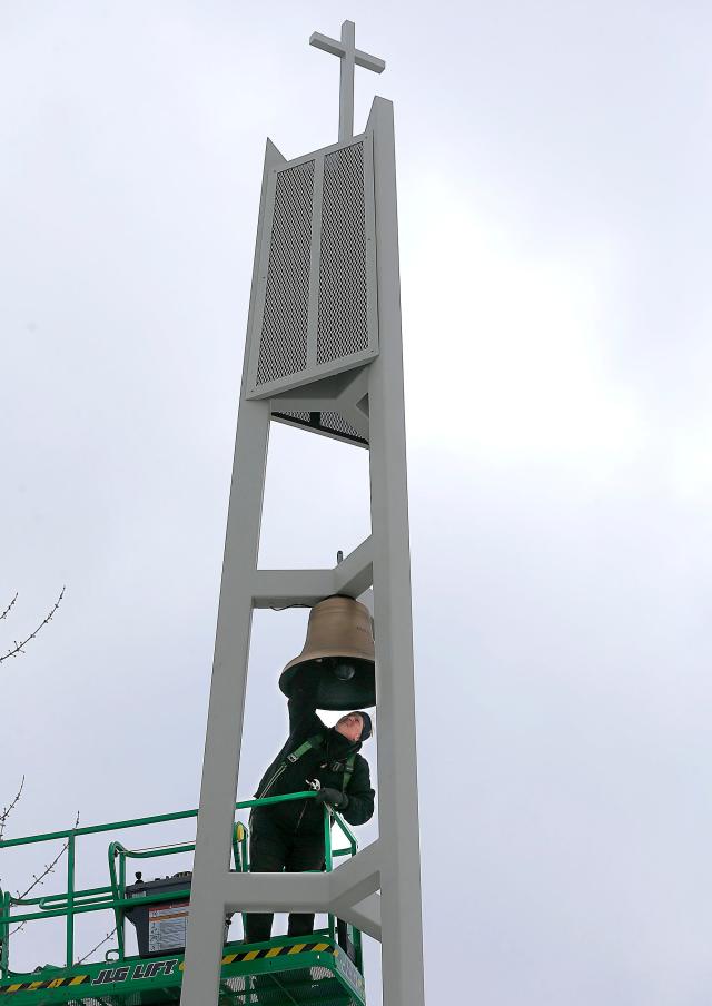 Bell installed at St. Edward Catholic Church; blessing service is