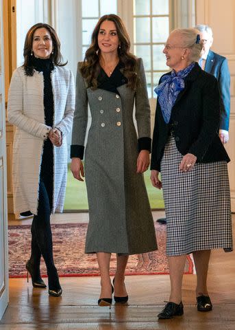 <p>Arthur Edwards - Pool/Getty</p> Princess Mary, Kate Middleton and Queen Margrethe in February 2022