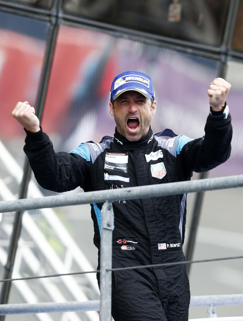 Motorsports: FIA WEC 2015, 24 Hours of Le Mans, 24h Le Mans, Dempsey Proton Racing: Patrick Dempsey, 2nd place LM GTe-AM (Photo by Hoch Zwei/Corbis via Getty Images)