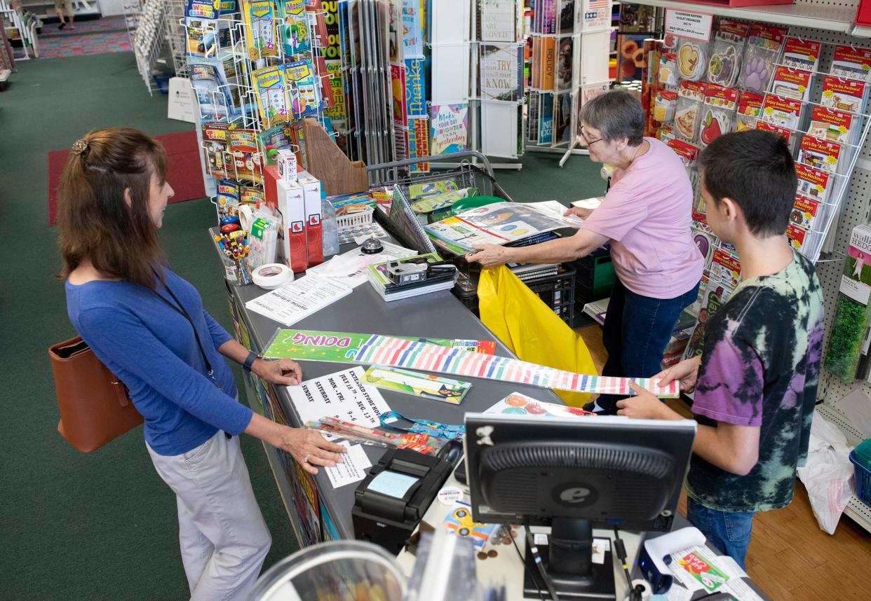 Parents aren't the only ones stocking up for back-to-school, as teachers and educators are shown stocking up on classroom supplies at Learning World in Pensacola.