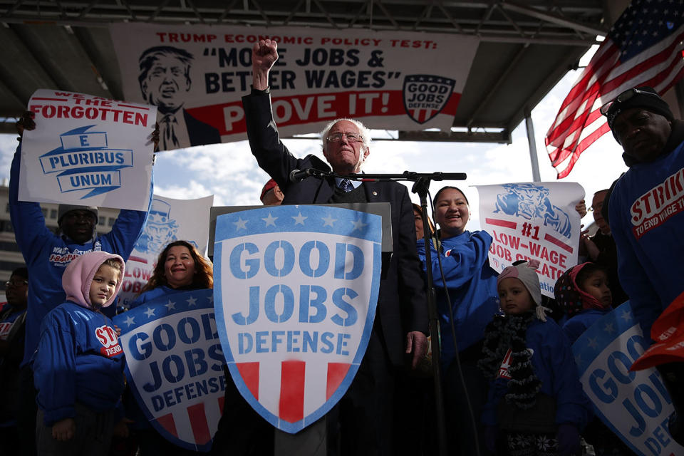 Sen. Bernie Sanders leads workers’ rights rally