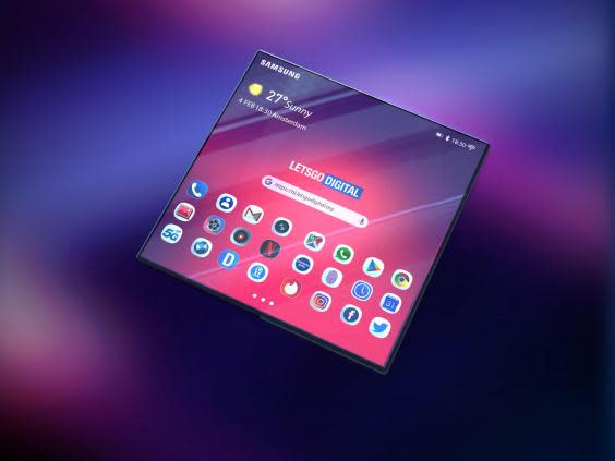 A render of the Samsung Galaxy X foldable phone (LetsGoDigital)