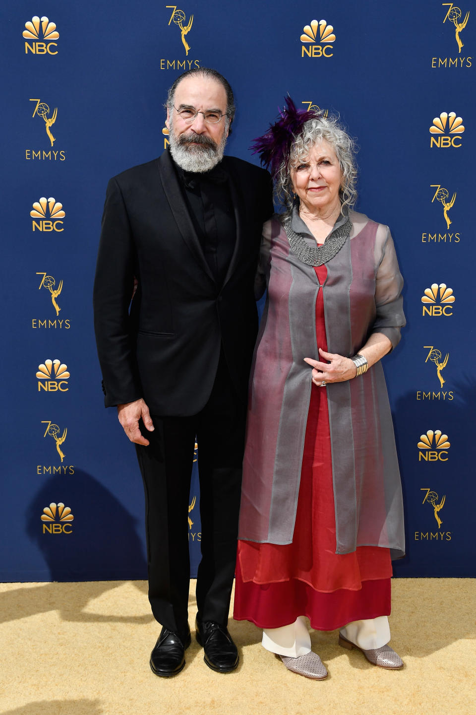 <p>Mandy Patinkin and Kathryn Grody attend the 70th Emmy Awards at Microsoft Theater on Sept. 17, 2018, in Los Angeles. (Photo by Frazer Harrison/Getty Images) </p>