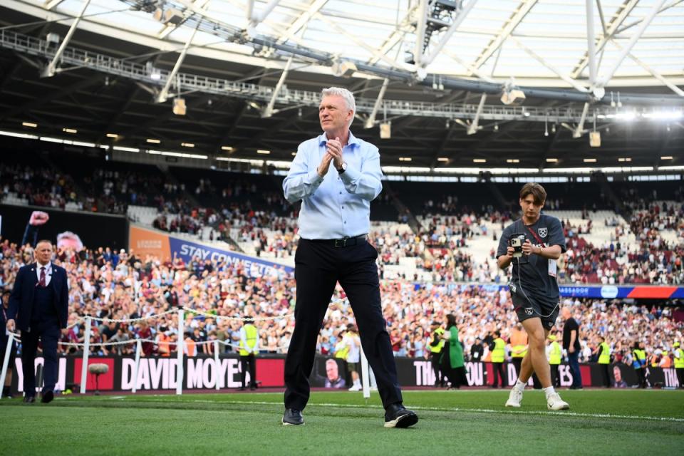 Moyes bid a fond farewell to West Ham fans ahead of his final game in charge (Getty Images)