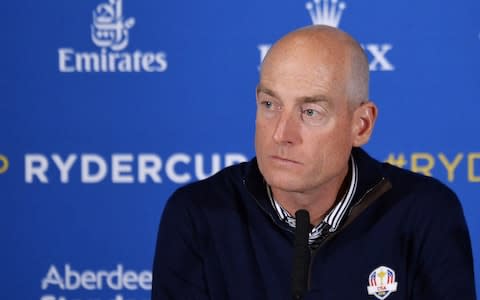 Jim Furyk at a press conference in Paris - Credit: Getty Images