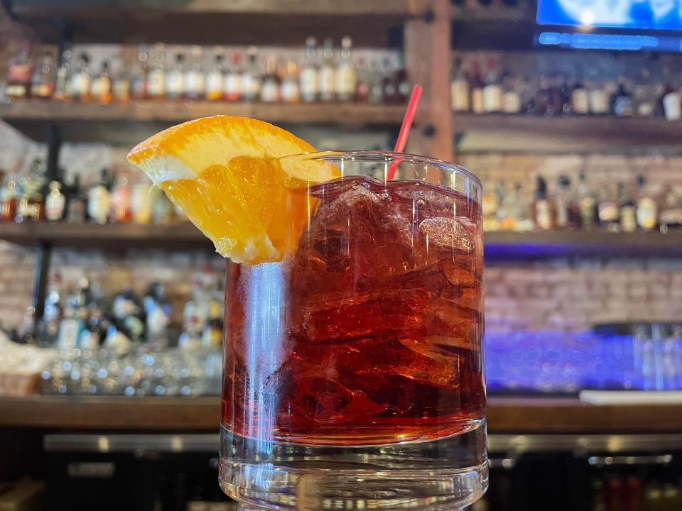 The Joe Old Fashioned at Prohibition River in Nyack is made with Makers Mark, Averna, Kahlúa and Campari.