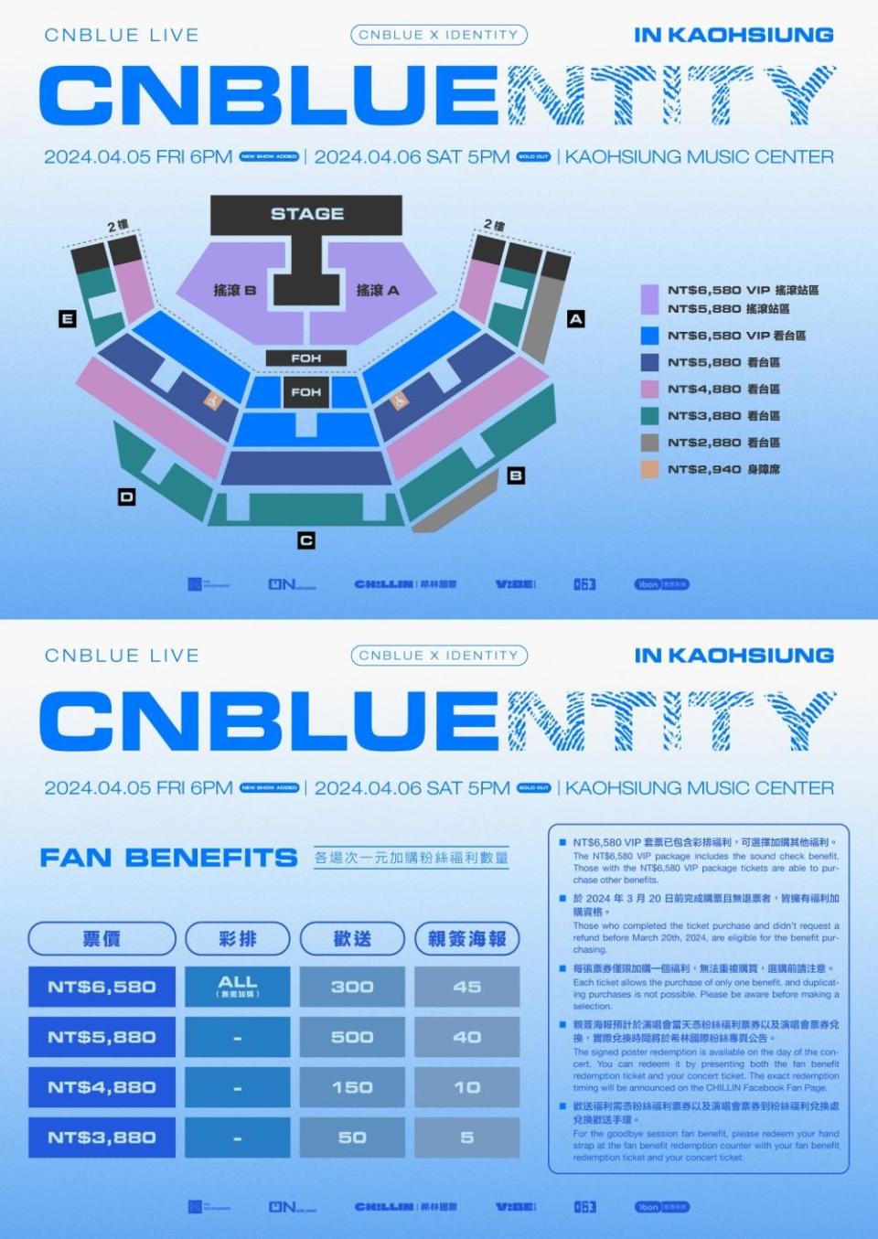 「CNBLUENTITY」高雄加場演唱會的票價、位置圖跟福利全數公開。（圖／希林國際提供）