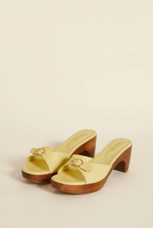 <p>Rouje Pierrette Mules, $240, <a href="https://us.rouje.com/pierrette-mules-vegetal-nectar.html" rel="nofollow noopener" target="_blank" data-ylk="slk:available here;elm:context_link;itc:0;sec:content-canvas" class="link ">available here</a></p>