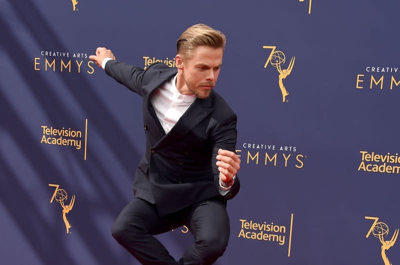 Derek Hough attends the Creative Arts Emmy Awards at the Microsoft Theater in Los Angeles in 2018. File Photo by Gregg DeGuire/UPI