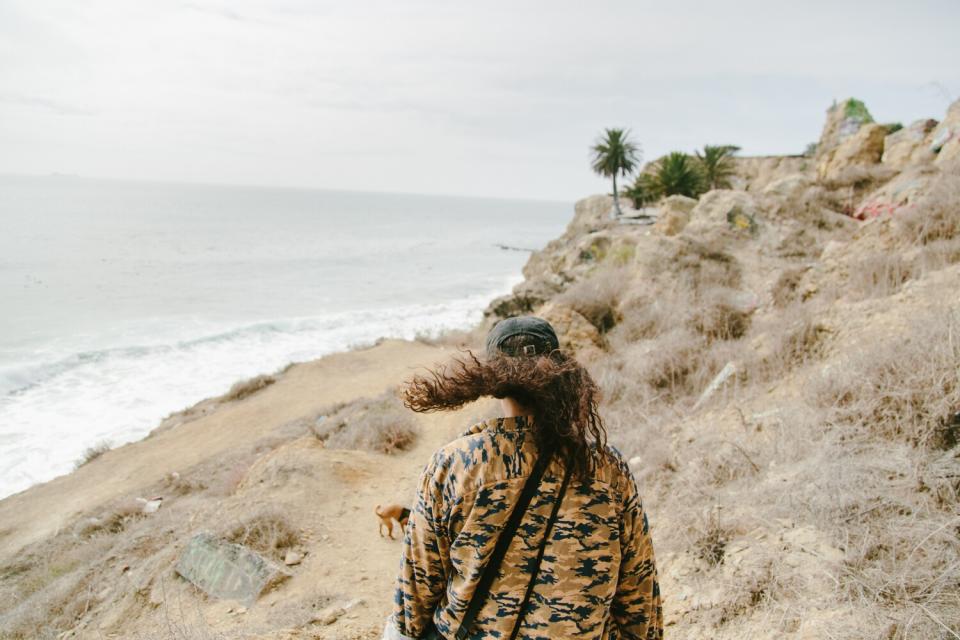 Cerise Castle walks through the Sunken City in San Pedro.