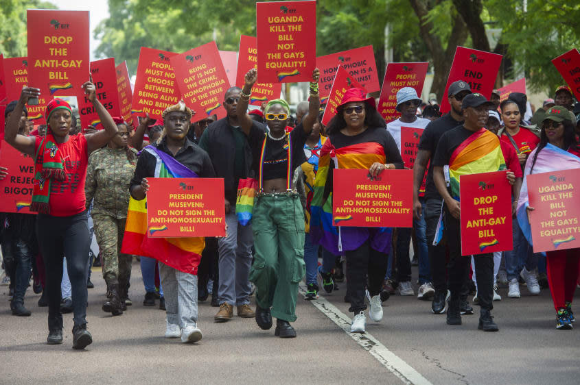 Protesters against Uganda's anti-homosexuality bill 