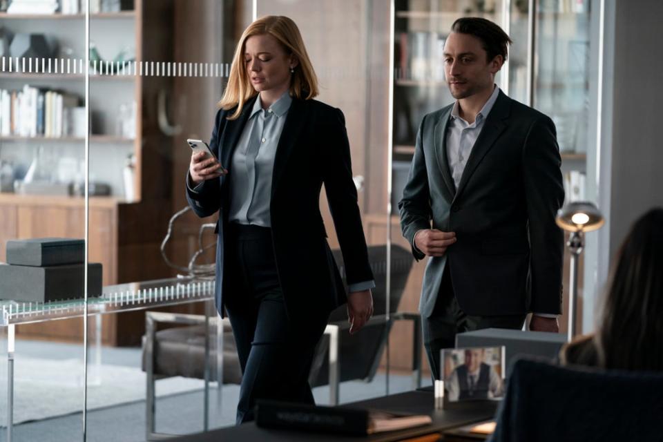 Shiv (Sarah Snook), left, and Roman Roy (Kieran Culkin) are still jostling for attention, power and jobs (HBO / Sky Atlantic)