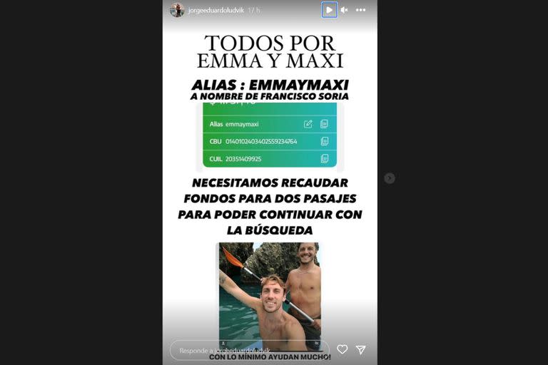 Las familias de Maximiliano y Emmanuel abrieron una cuenta para viajar a España y seguir de cerca los operativos de búsqueda de los dos amigos