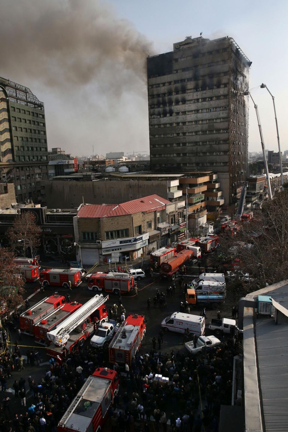 Deadly fire destroys high-rise building in Tehran, Iran