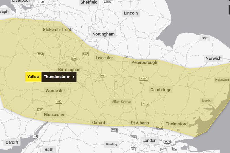 The warning covers the entirety of Cambridgeshire