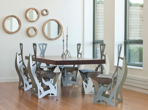 Folditure's Cricket table and Leaf chair, space-saving wonders