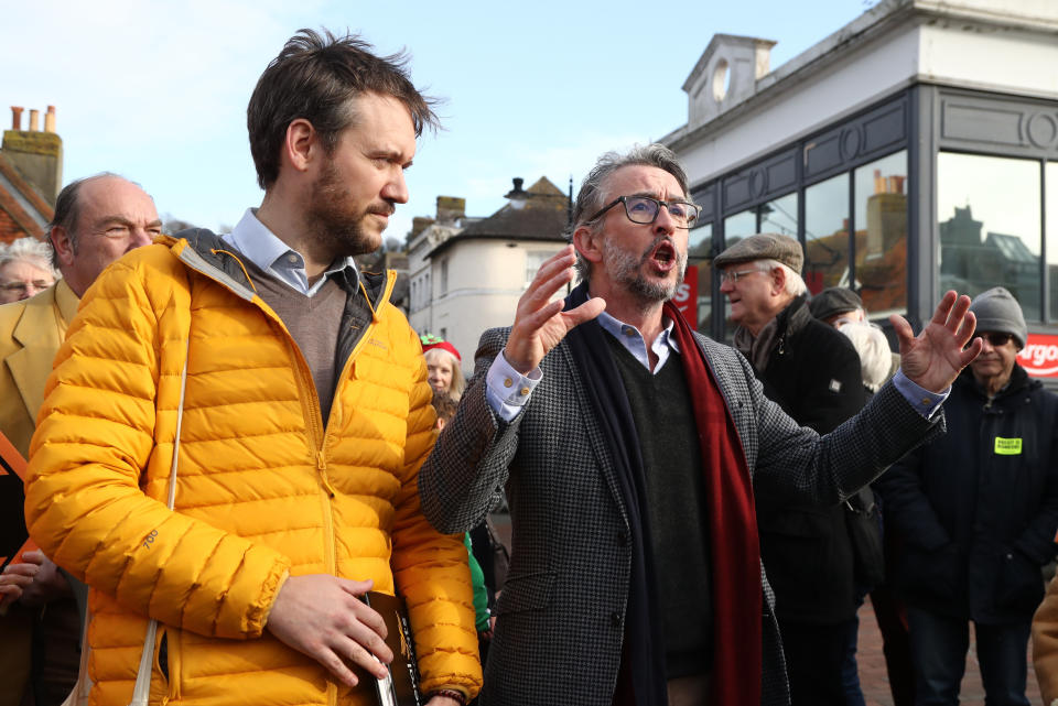 Actor Steve Coogan canvassing in Lewes, in the Lewes constituency with Liberal Democrat candidate Oliver Henman.