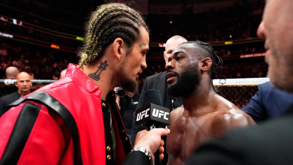  Sean O'Malley and Aljamain Sterling have words after Sterling's victory over Henry Cejudo in the UFC bantamweight championship fight during the UFC 288 event at Prudential Center on May 06, 2023 in Newark, New Jersey. 