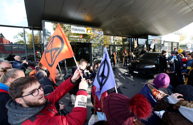 Extinction Rebellion protest at the Geneva Airport