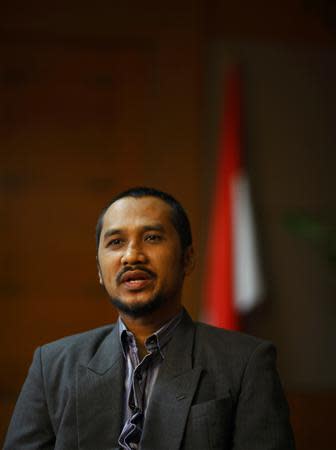 Corruption Eradication Agency (KPK) chief Abraham Samad speaks during an interview at his office in Jakarta April 10, 2013. REUTERS/Beawiharta