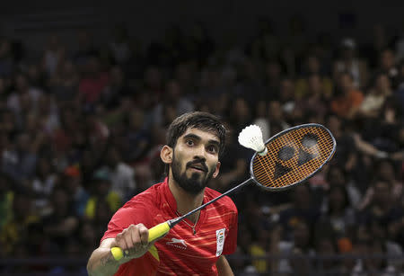 Badminton - Gold Coast 2018 Commonwealth Games - Men's Singles - Gold Medal Match - India v Malaysia - Carrara Sports Arena 2 - Gold Coast, Australia - April 15, 2018. Srikanth Kidambi of India in action. REUTERS/Athit Perawongmetha