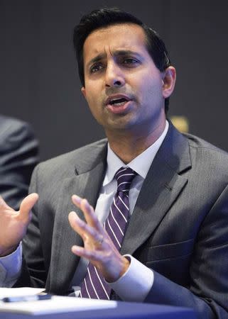 Pratik Shah, partner at Akin Gump, speaks at the U.S. Chamber of Commerce 27th annual Supreme Court pre-term briefing in Washington October 3, 2014. REUTERS/Joshua Roberts