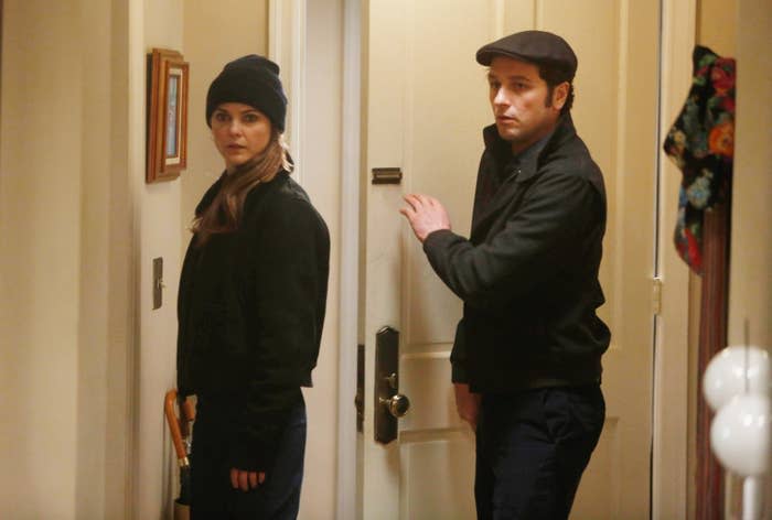 Keri Russell and Matthew Rhys as Elizabeth and Philip Jennings in The Americans
