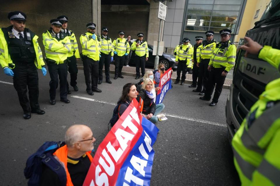 More than 50 people were arrested after Insulate Britain brought London’s financial districts to a standstill during Monday morning’s rush-hour (Victoria Jones/PA) (PA Wire)