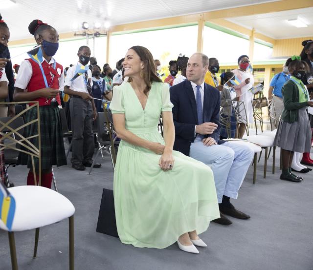 Kate Middleton Stuns in Icy Blue Gown At Bahamas Reception