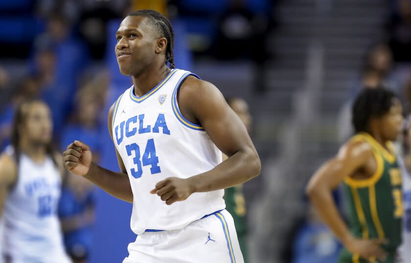 Westwood, CA - November 14: UCLA guard David Singleton celebrates going to the free-throw line.