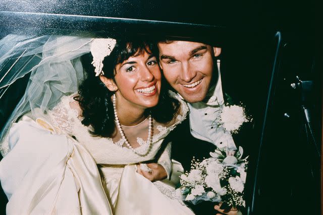 <p>Ira Wyman/Sygma via Getty Images</p> Carol and Charles Stuart on the day of their wedding, October 13, 1985.