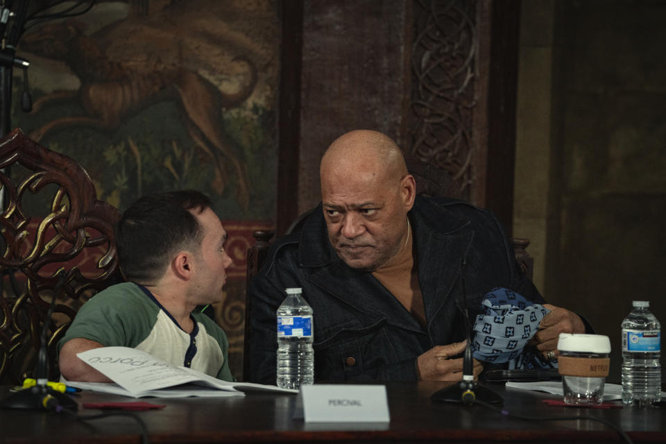 Laurence Fishburne at a table read for The Witcher season 4