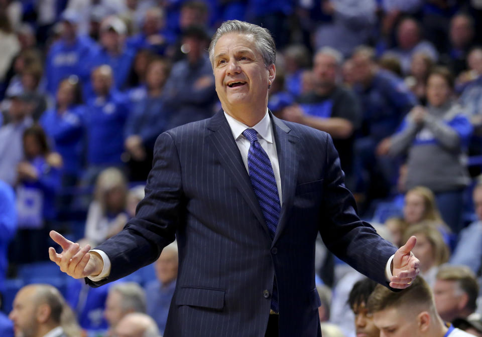 Kentucky Wildcats head coach John Calipari reacts on the sidelines during the game against the Ole Miss Rebels in the second half at Rupp Arena. (USA Today)