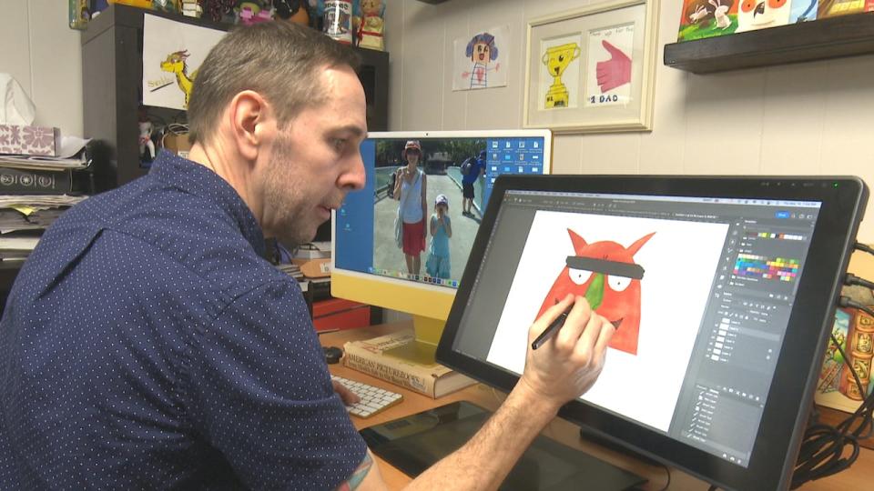 Tecumseh resident and children's book illustrator Marcus Cutler shows how he works.