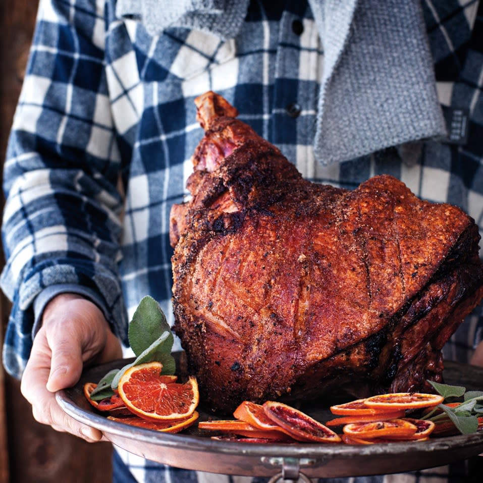 Roasted Fresh Ham with Citrus and Rye