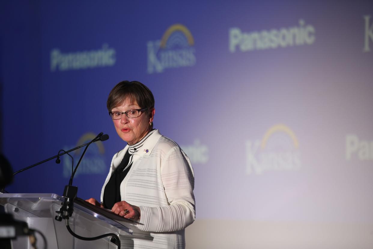 Gov. Laura Kelly announces an economic development deal with Panasonic, the largest corporate subsidy deal in Kansas history.